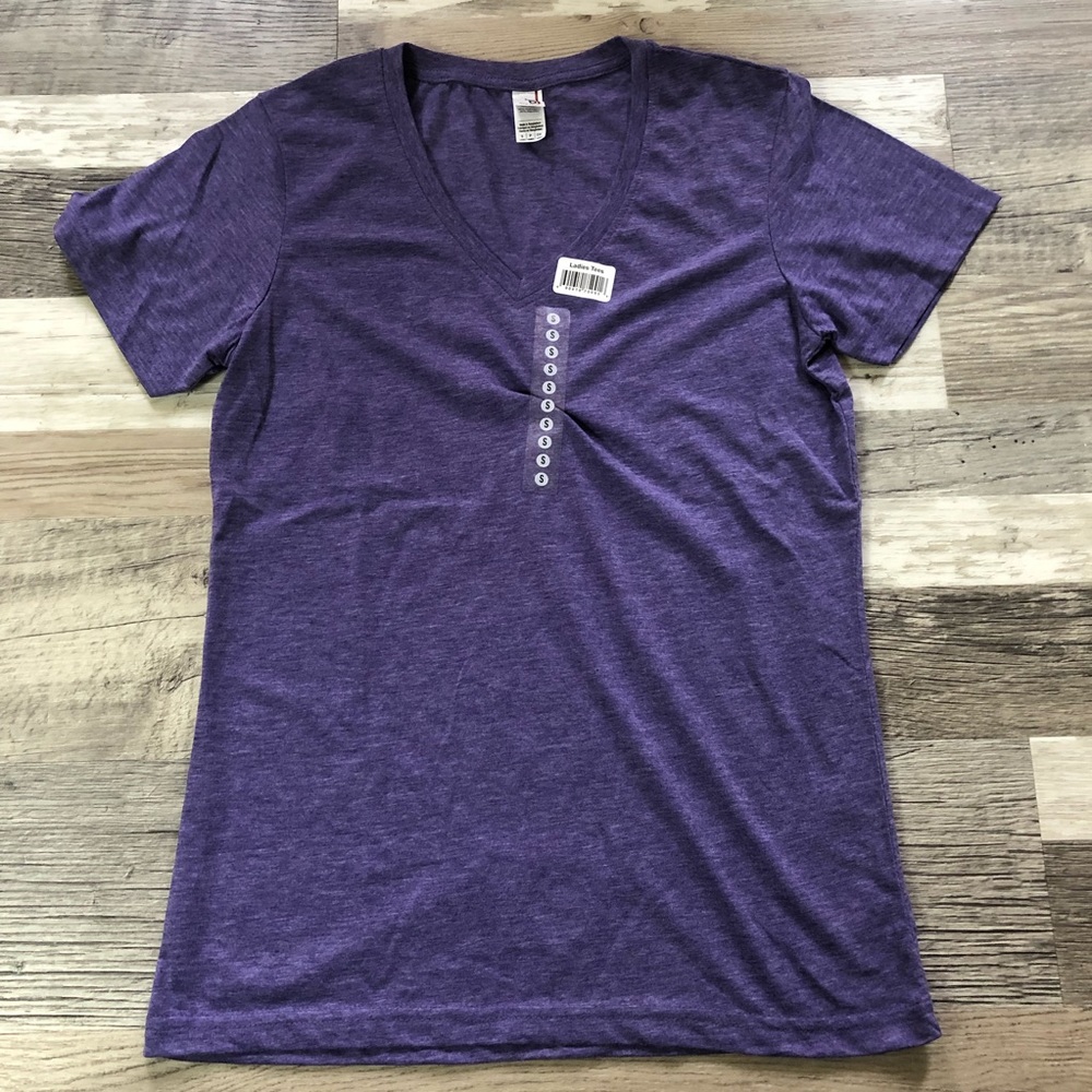Women’s Anvil Purple V-Neck Short Sleeve T-Shirt